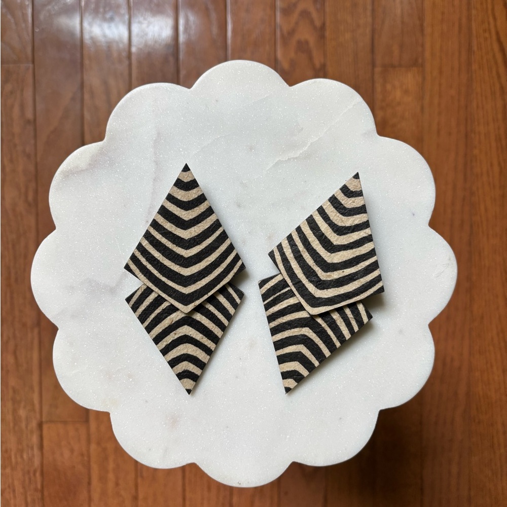 Bold Statement Geometric Black and Tan Post Earrings